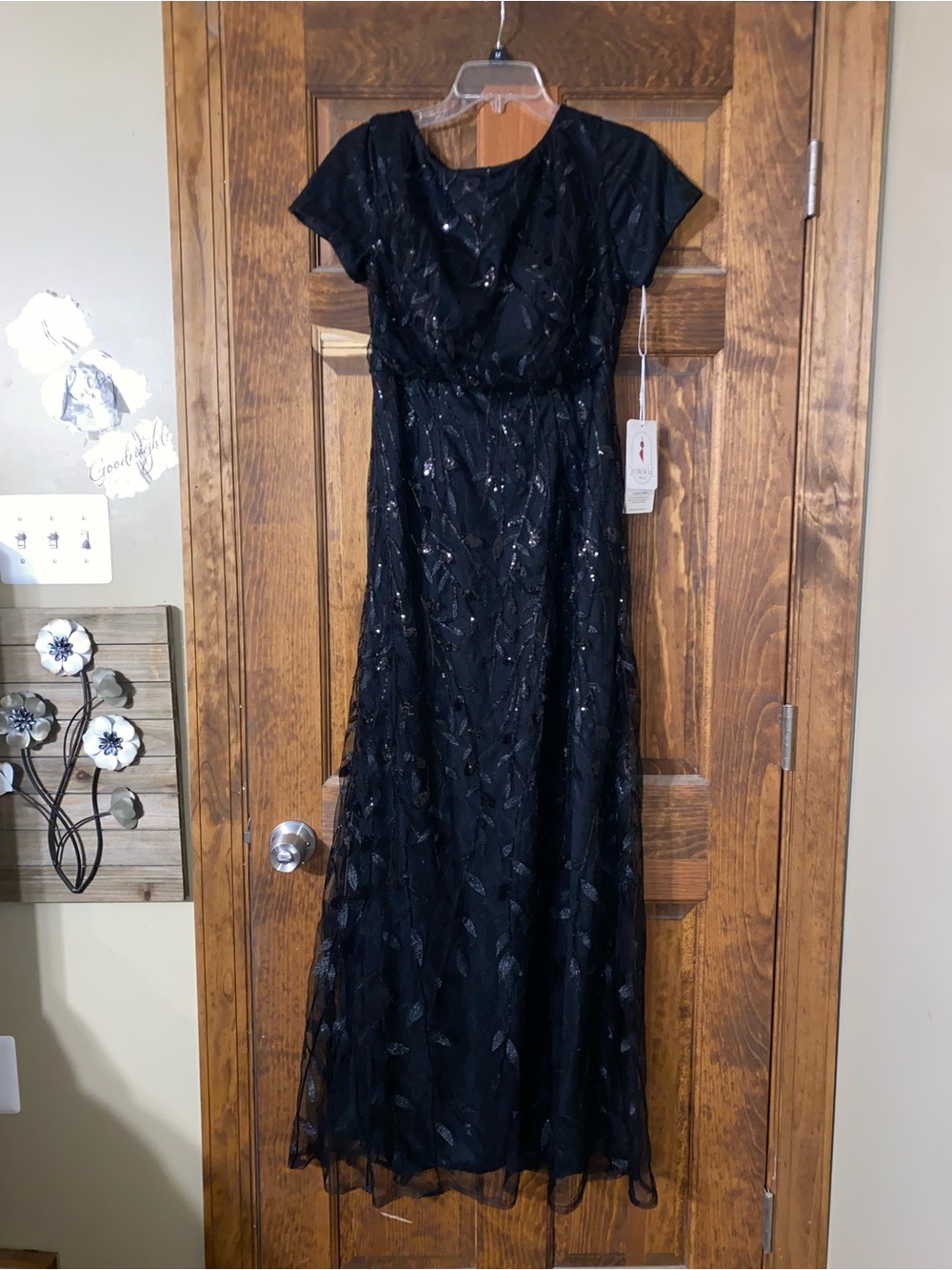 Black Embellished Evening Dress - Elegant Full-Length Gown